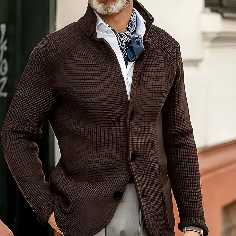 Men’s Knit Cardigan with Button Closure and Collar