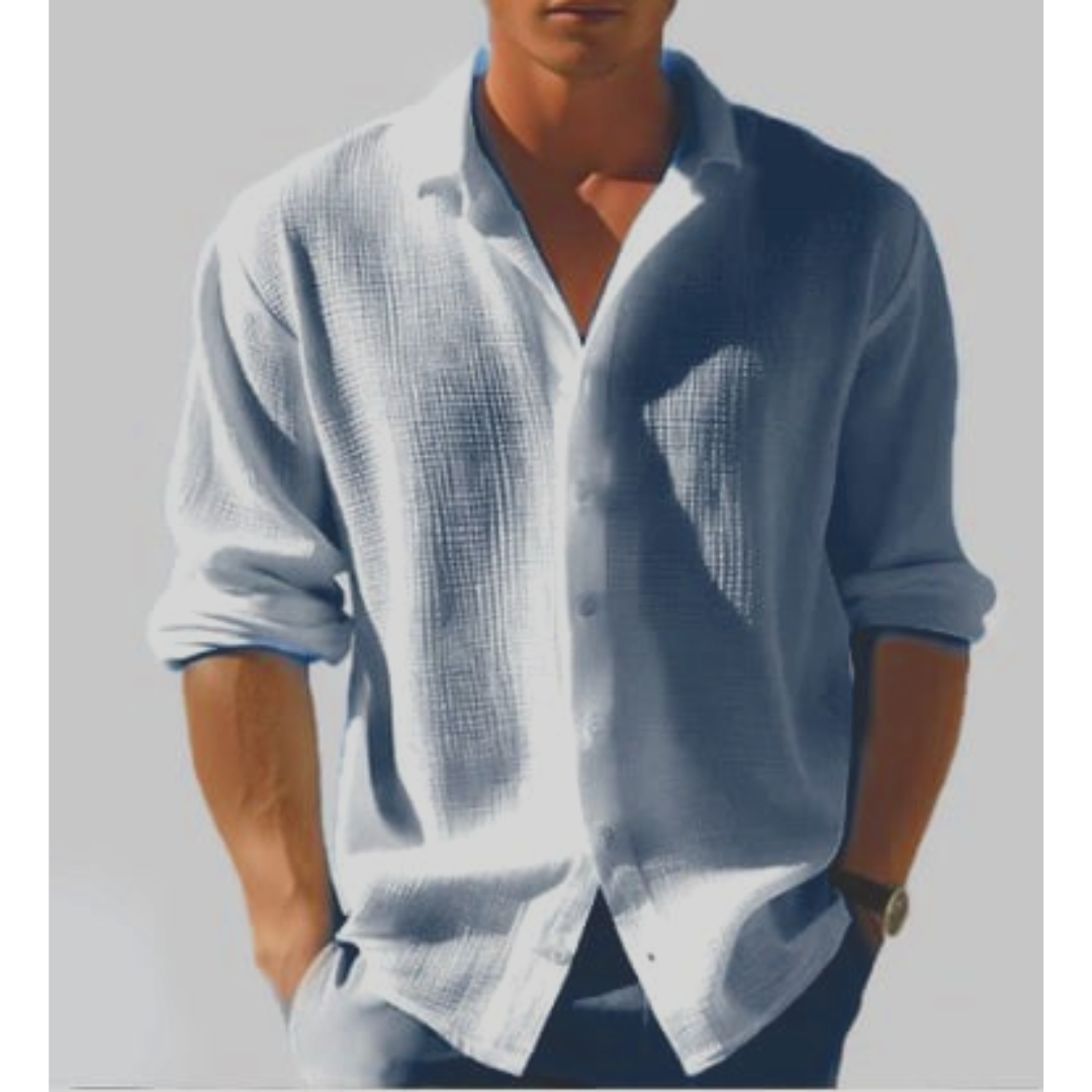 Men's button-down shirt made of textured material
