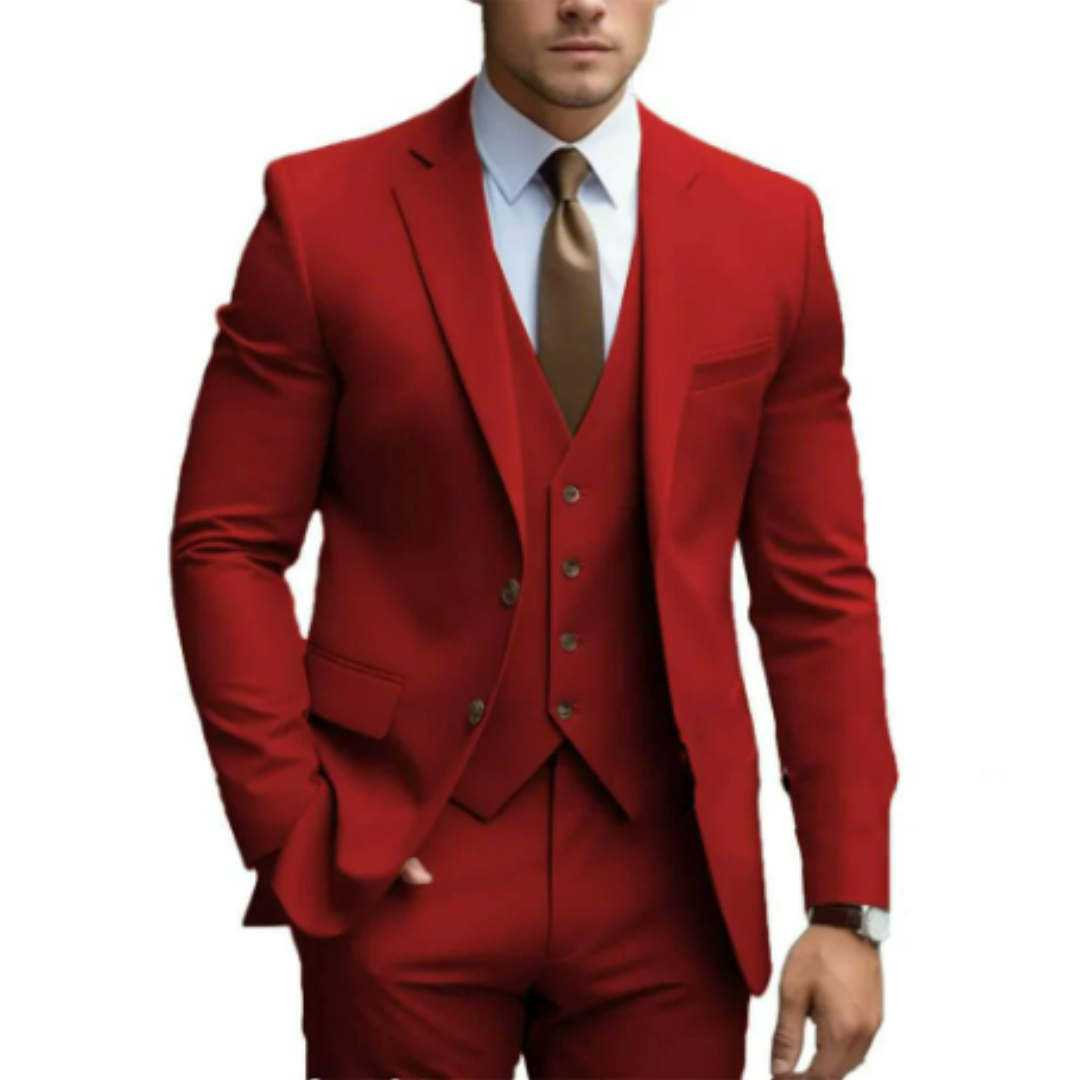 Men's suit with jacket, waistcoat and trousers in a coordinated design
