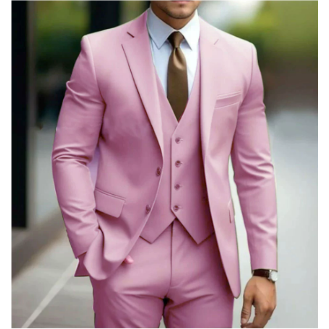 Men's suit with jacket, waistcoat and trousers in a coordinated design