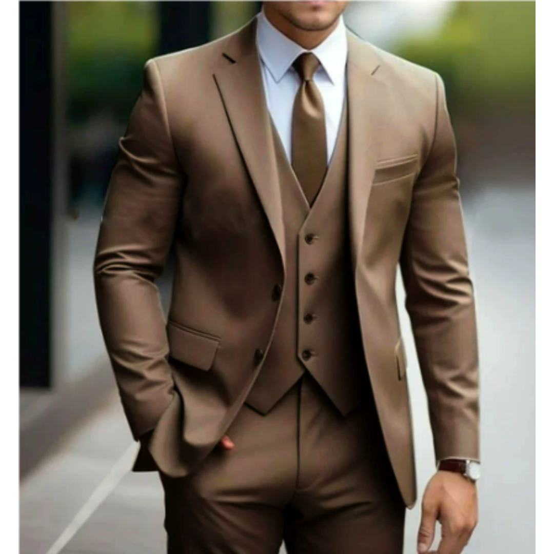Men's suit with jacket, waistcoat and trousers in a coordinated design
