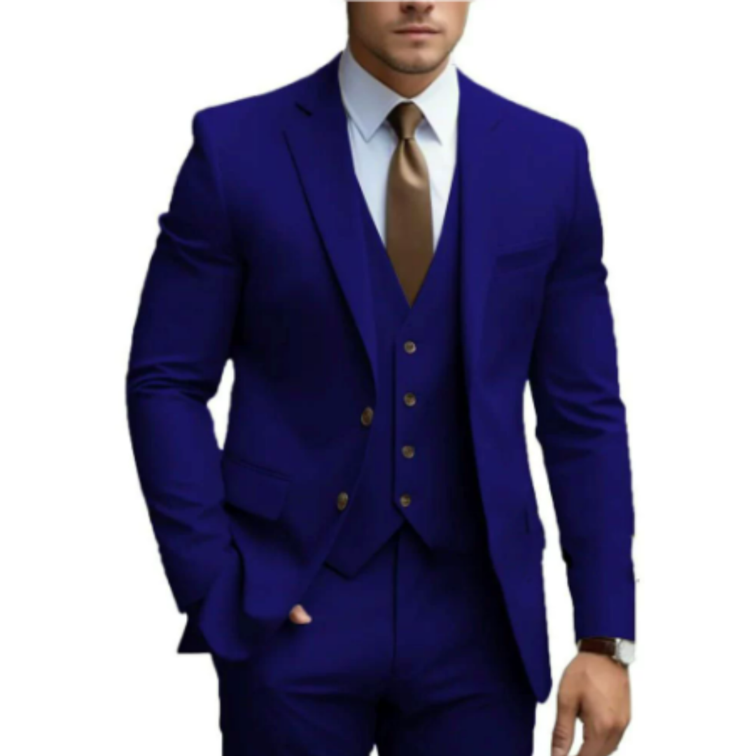 Men's suit with jacket, waistcoat and trousers in a coordinated design