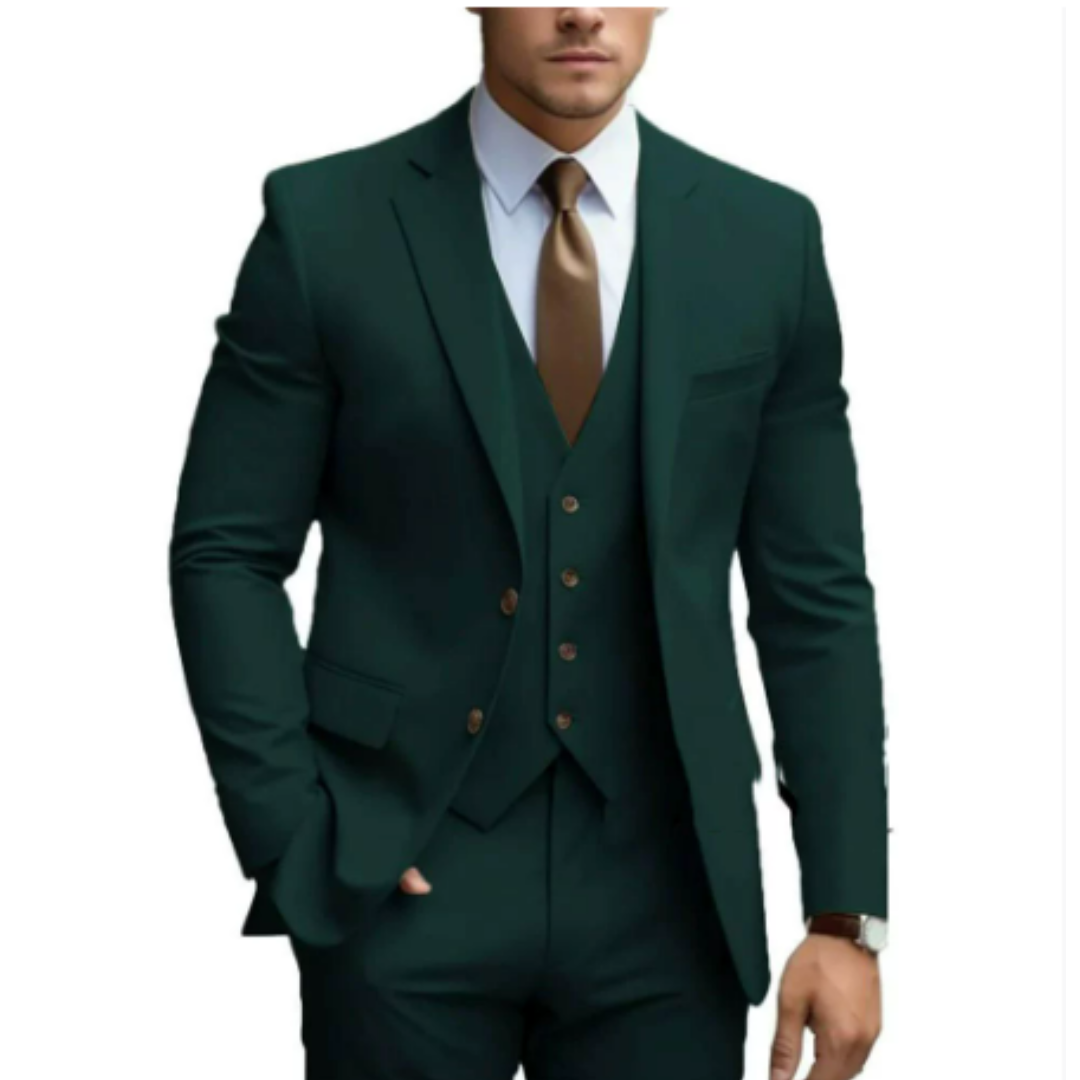 Men's suit with jacket, waistcoat and trousers in a coordinated design