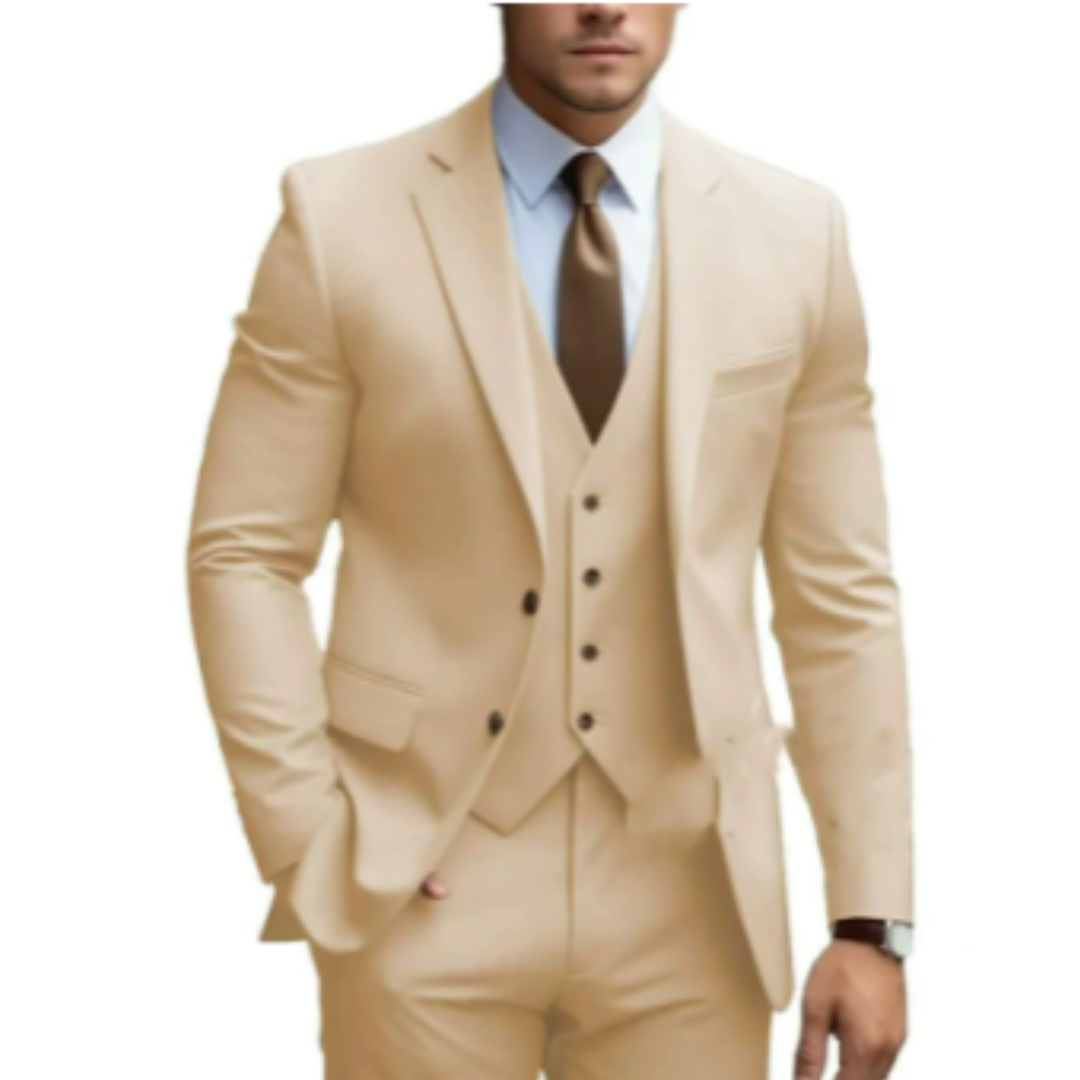 Men's suit with jacket, waistcoat and trousers in a coordinated design