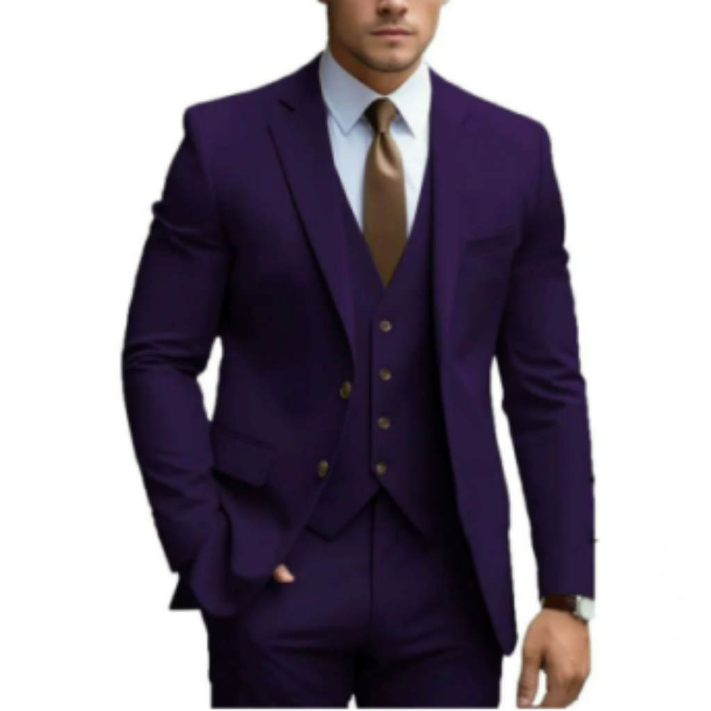 Men's suit with jacket, waistcoat and trousers in a coordinated design