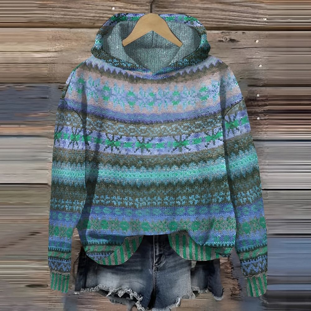 Women’s Hoodie with Traditional Pattern and Relaxed Fit