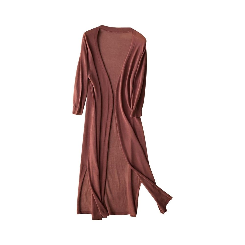 Women’s Long Open-Front Cardigan with Flowing Design