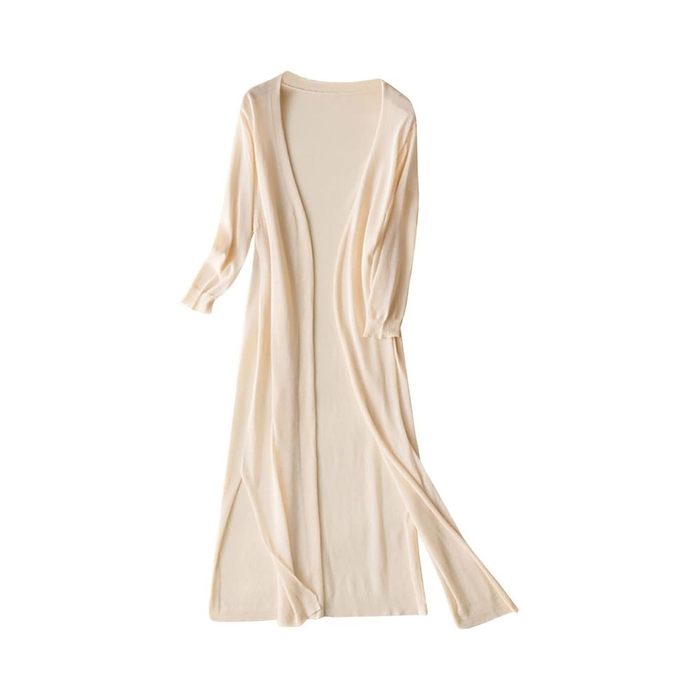 Women’s Long Open-Front Cardigan with Flowing Design