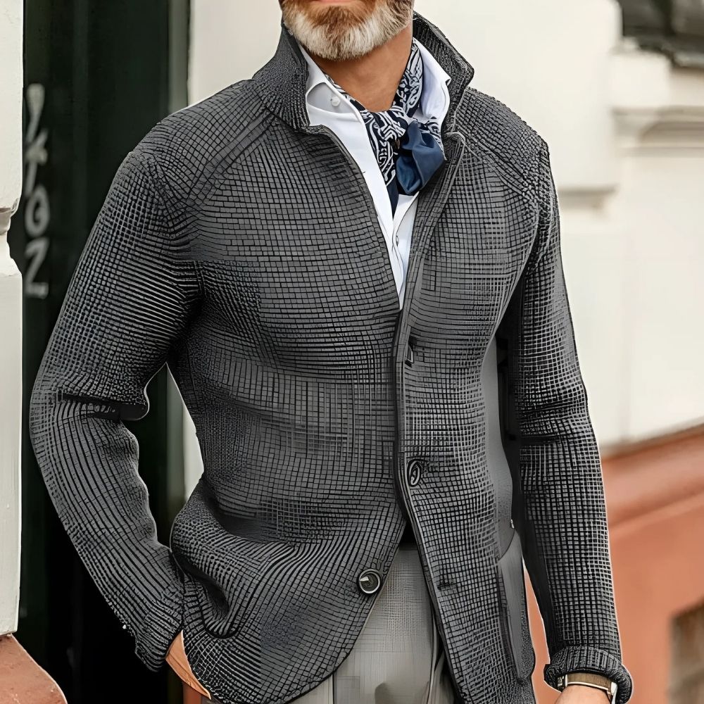 Men’s Knit Cardigan with Button Closure and Collar