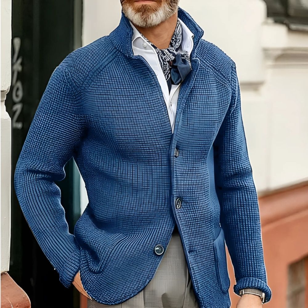 Men’s Knit Cardigan with Button Closure and Collar