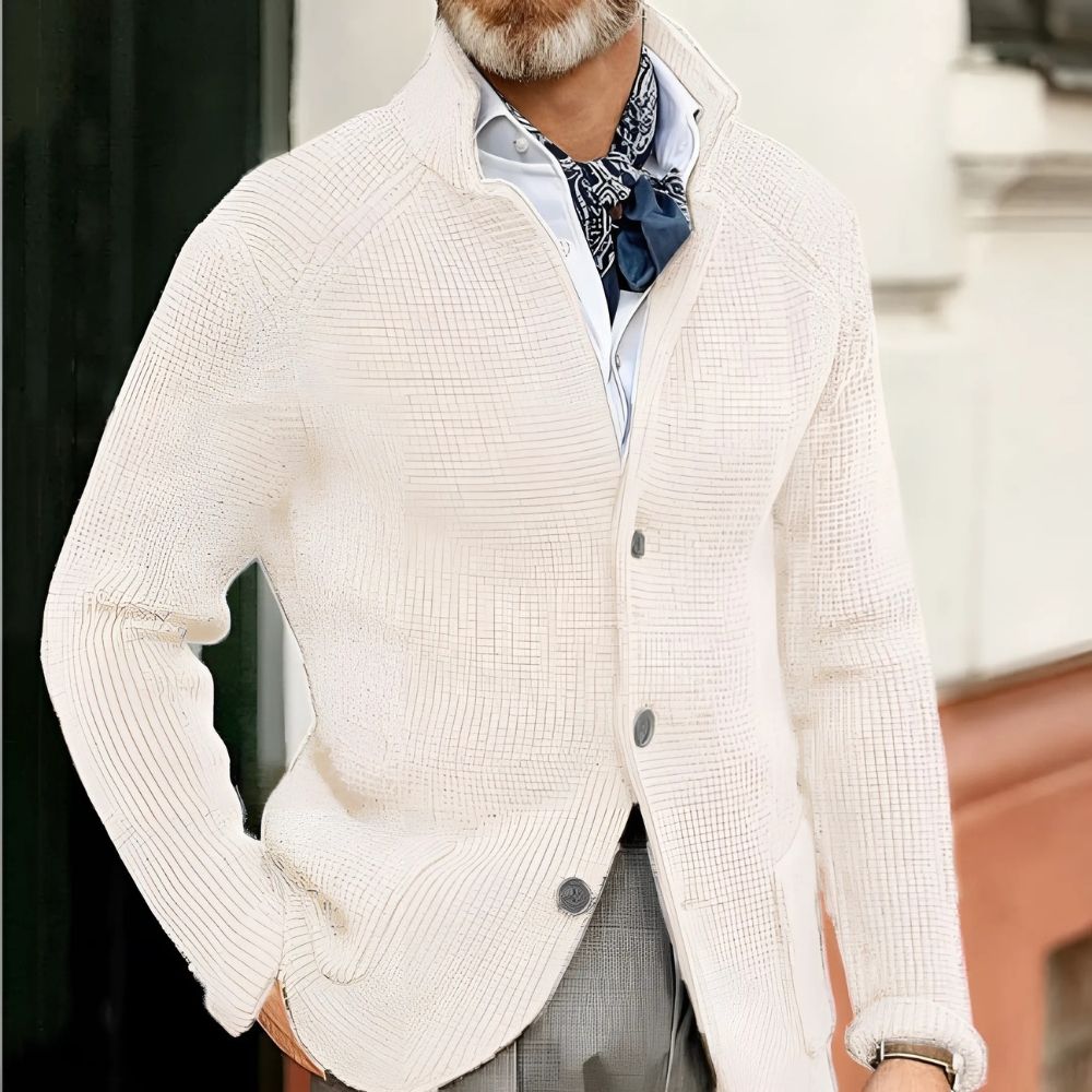 Men’s Knit Cardigan with Button Closure and Collar