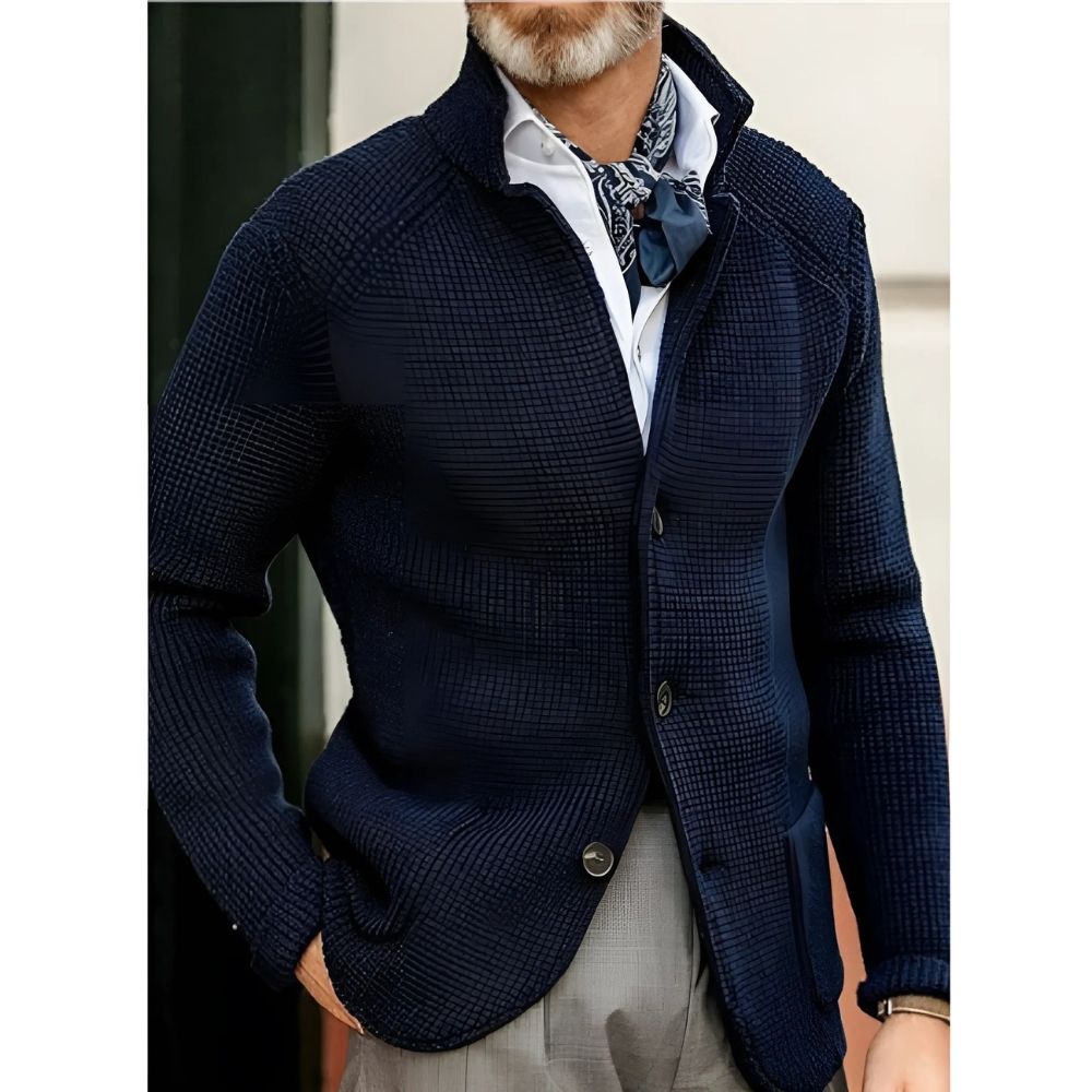 Men’s Knit Cardigan with Button Closure and Collar