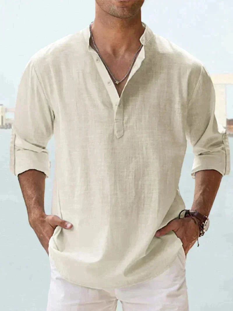 Men's casual shirt with button placket and classic collar