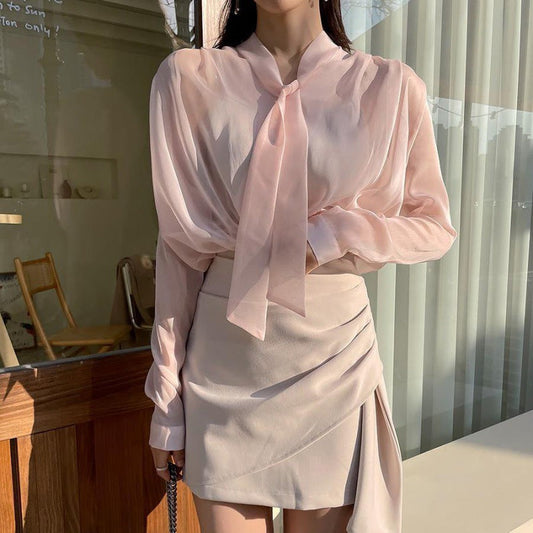 Bluse mit Bindekragen und langen Ärmeln Fashion Bullet