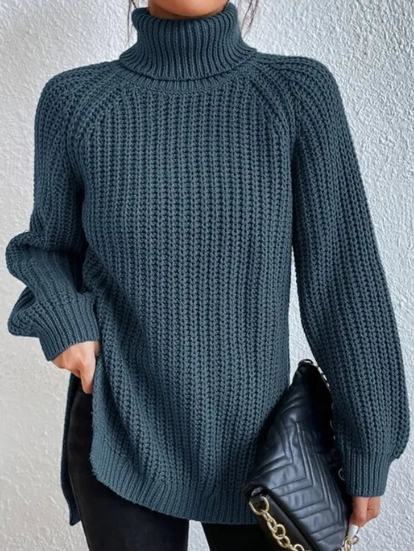 Knitted turtleneck sweater with textured pattern