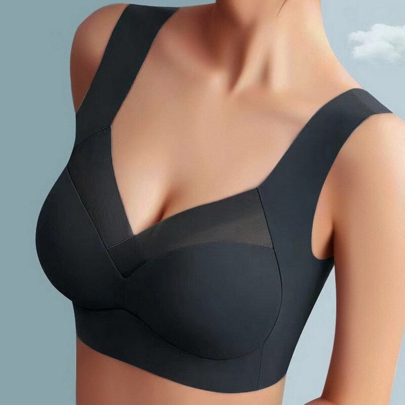 Women's non-wired bra with wide straps and transparent inserts