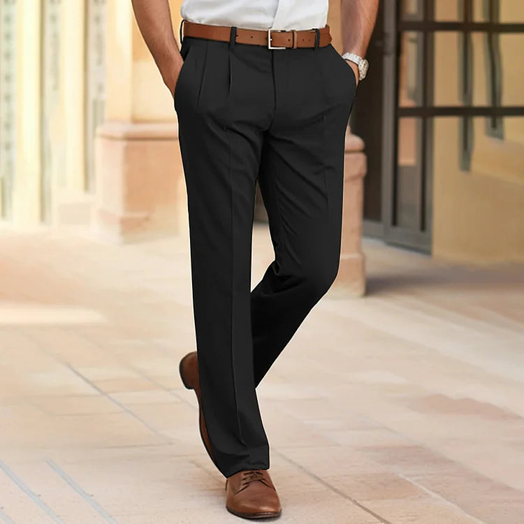 Straight-cut trousers with creases