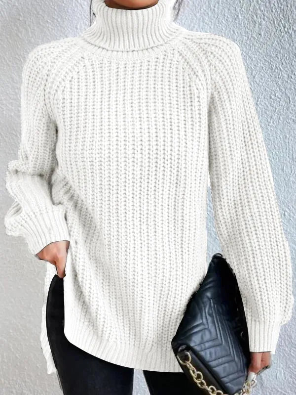 Knitted turtleneck sweater with textured pattern