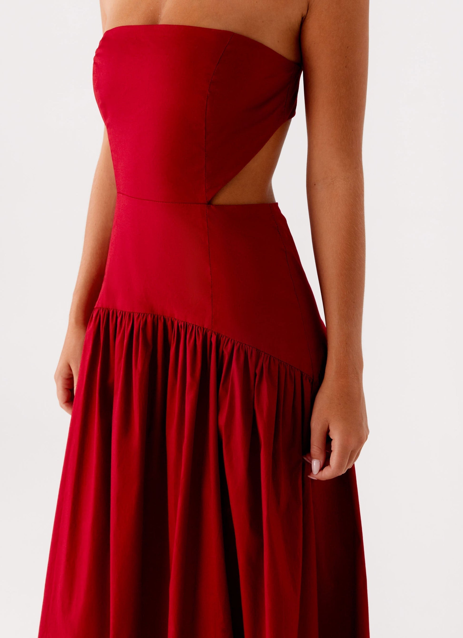 Trägerloses Maxikleid mit gerafftem Rockteil - Fiorora Fiorora