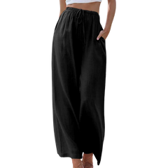 Women's wide-leg trousers with elastic waistband