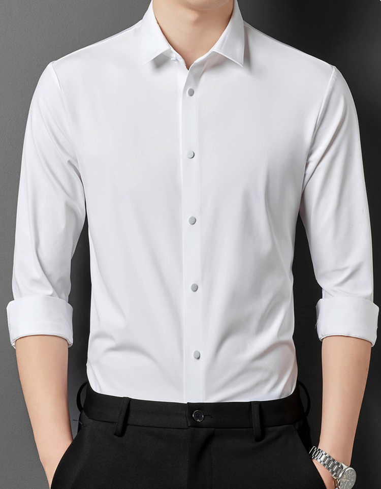 Slim-fit men's shirt with button placket and classic collar