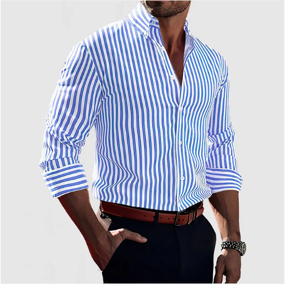 Men's shirt with vertical stripe pattern and classic collar