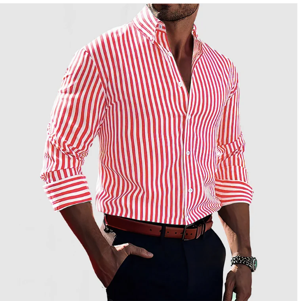 Men's shirt with vertical stripe pattern and classic collar