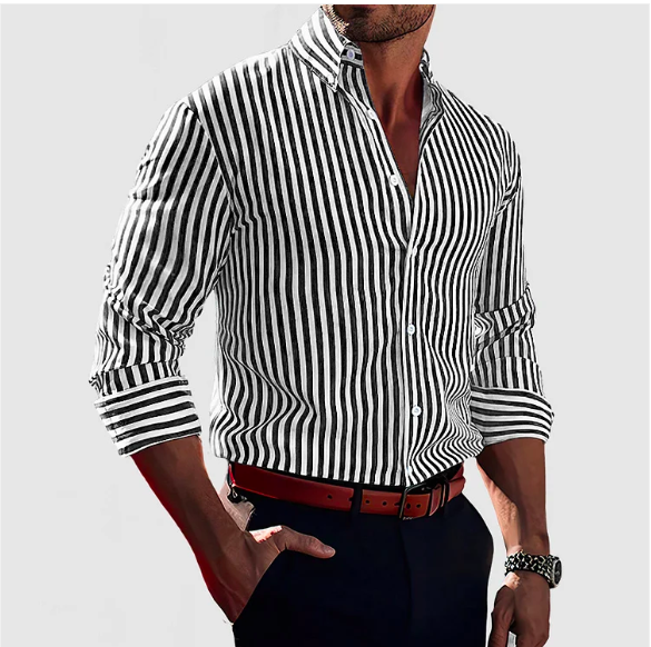 Men's shirt with vertical stripe pattern and classic collar