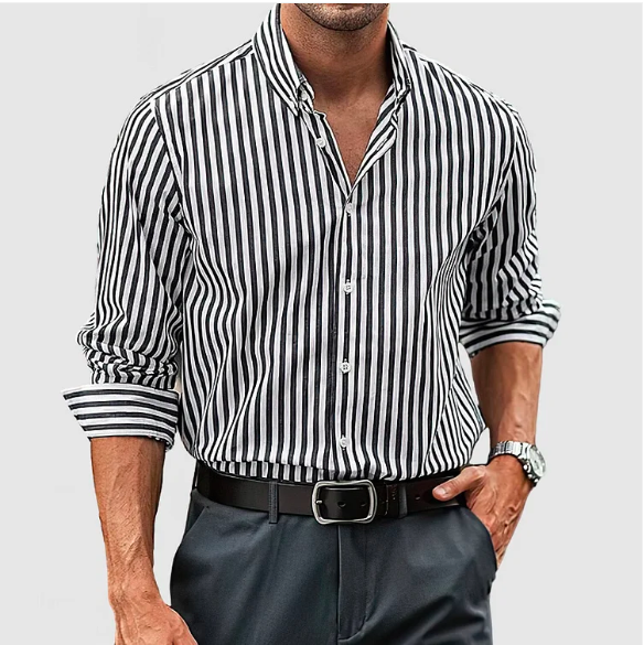 Men's shirt with vertical stripe pattern and classic collar