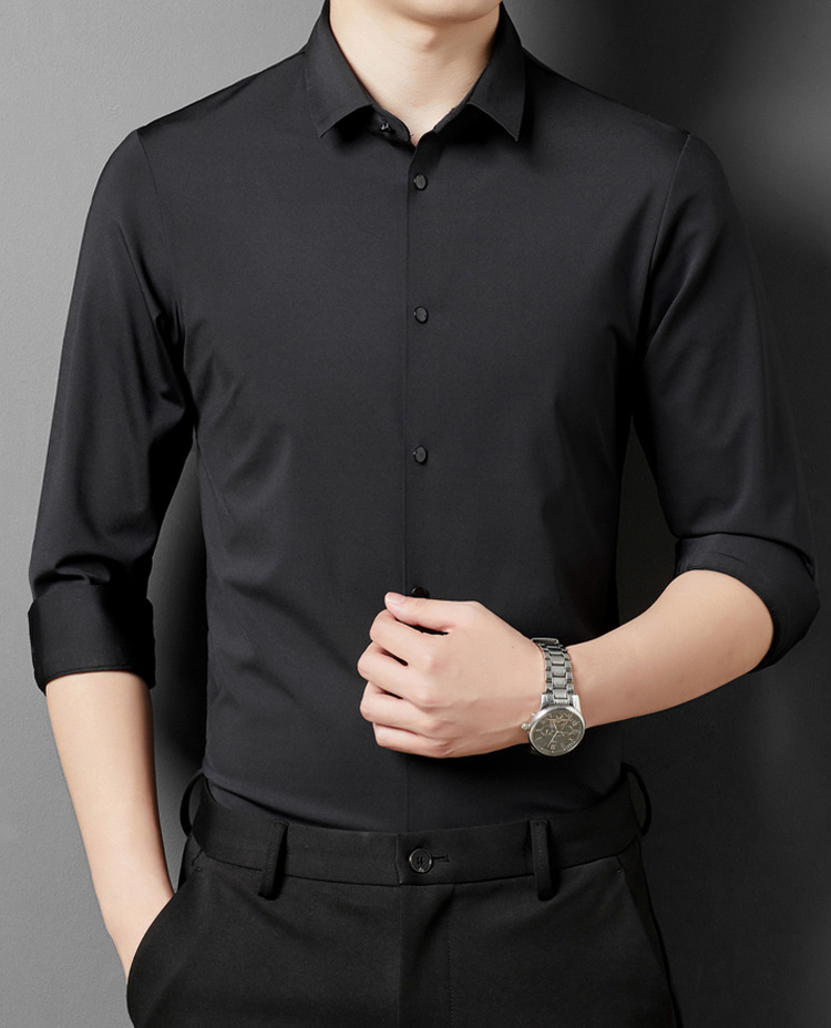 Slim-fit men's shirt with button placket and classic collar