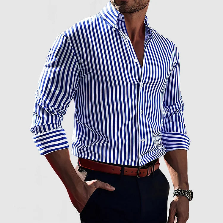 Men's shirt with vertical stripe pattern and classic collar