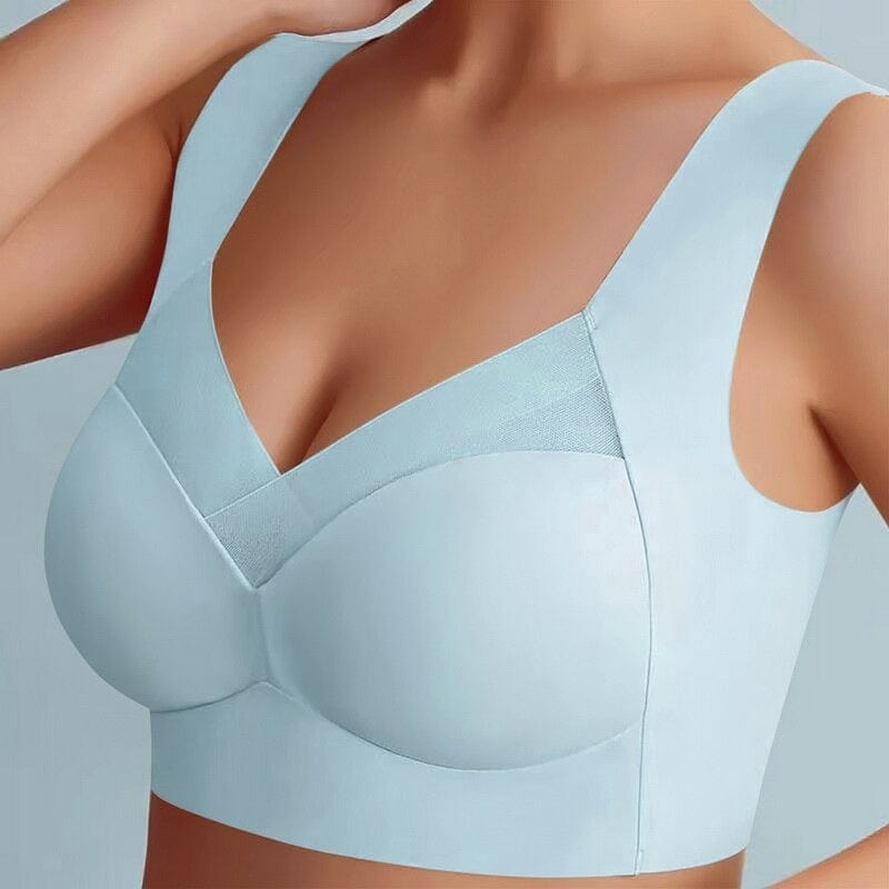 Women's non-wired bra with wide straps and transparent inserts