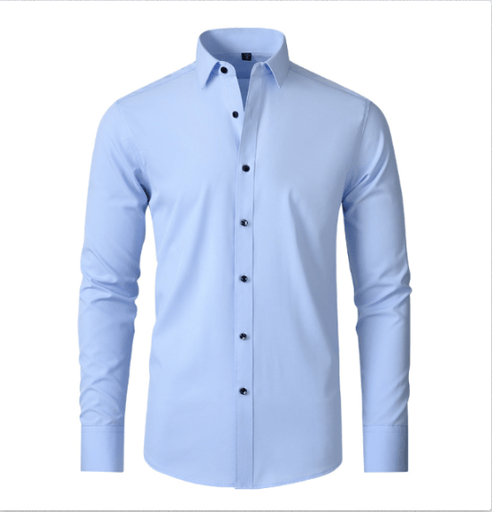 Slim-fit men's shirt with button placket and classic collar
