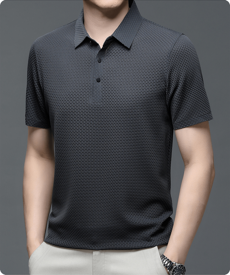 Men's polo shirt with a textured surface and a classic collar