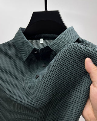 Men's polo shirt with a textured surface and a classic collar