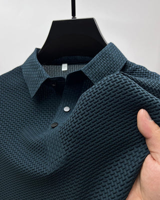 Men's polo shirt with a textured surface and a classic collar