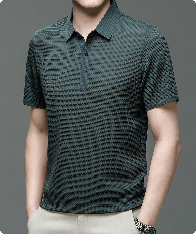 Men's polo shirt with a textured surface and a classic collar