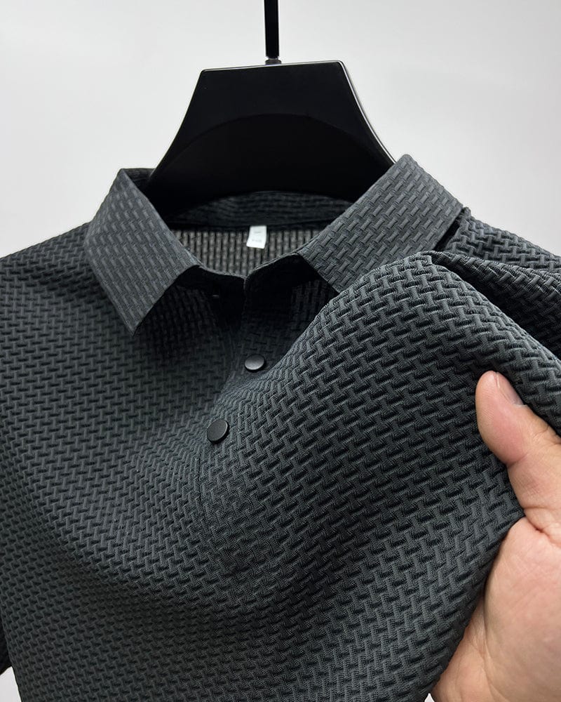 Men's polo shirt with a textured surface and a classic collar