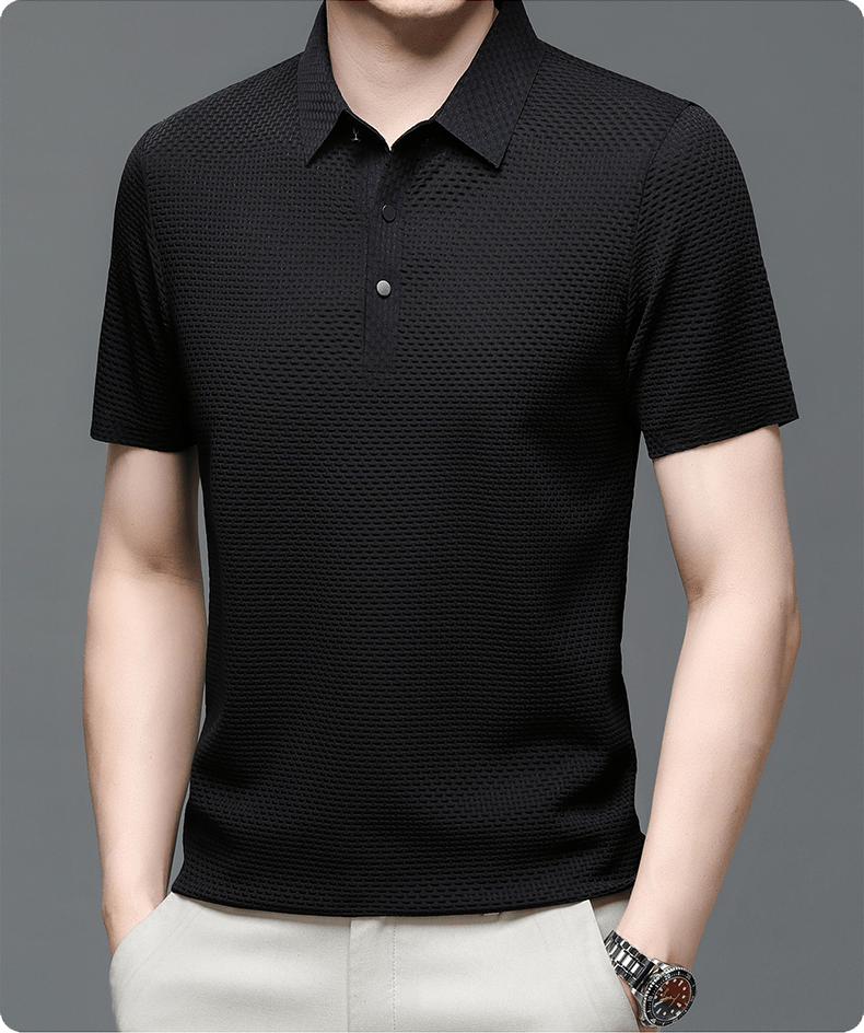 Men's polo shirt with a textured surface and a classic collar
