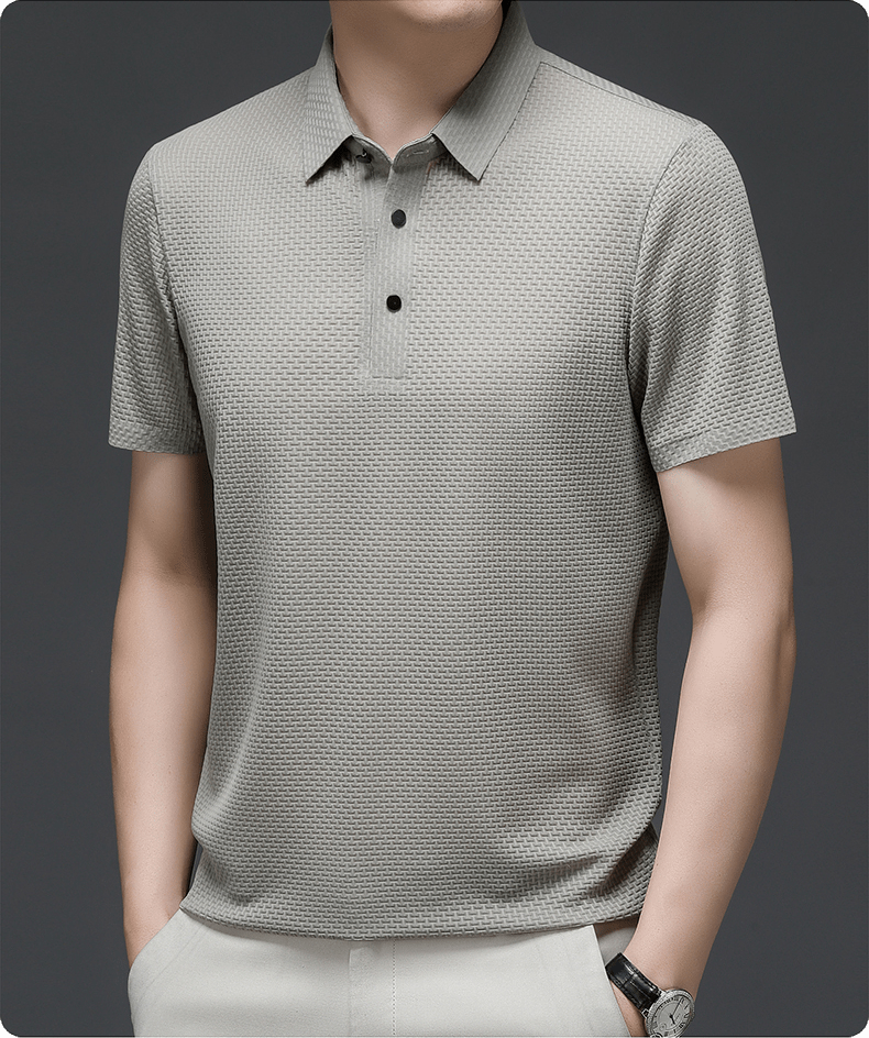 Men's polo shirt with a textured surface and a classic collar