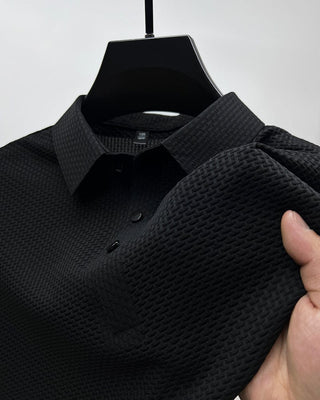 Men's polo shirt with a textured surface and a classic collar