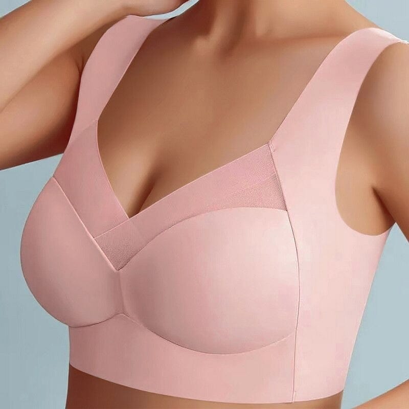 Women's non-wired bra with wide straps and transparent inserts